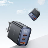Incarcator retea Mcdodo (CH-2180), 2x USB-C, 1x USB-A, 30W, Incarcare rapidar, Afisaj digital, negru