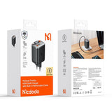 Incarcator retea Mcdodo FreeGo Series (CH-4281), Integrat USB-C Retractabil Cable, USB-A/C, 40W, Afisaj digital, 65cm, negru