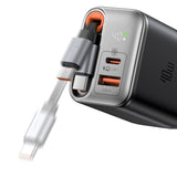 Incarcator retea Mcdodo FreeGo Series (CH-4281), Integrat USB-C Retractabil Cable, USB-A/C, 40W, Afisaj digital, 65cm, negru