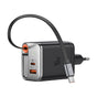 Incarcator retea Mcdodo FreeGo Series (CH-4281), Integrat USB-C Retractabil Cable, USB-A/C, 40W, Afisaj digital, 65cm, negru