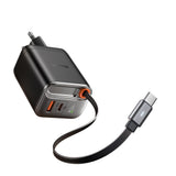 Incarcator retea Mcdodo FreeGo Series (CH-4281), Integrat USB-C Retractabil Cable, USB-A/C, 40W, Afisaj digital, 65cm, negru