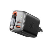 Incarcator retea Mcdodo FreeGo Series (CH-4100), Integrat USB-C Retractabil Cable, USB-A/C, 67W, Afisaj digital, 65cm, negru