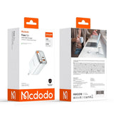 Incarcator retea Mcdodo FreeGo Series (CH-4103), Integrat USB-C Retractabil Cable, USB-A/C, 67W, Afisaj digital, 65cm, alb