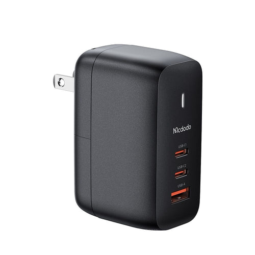 Adaptor pentru Calatorie Mcdodo Mecha Series (CH-8442), Cable Included, UK/US/EU Plugs, 65W, 2x Type-C, USB-A, Negru