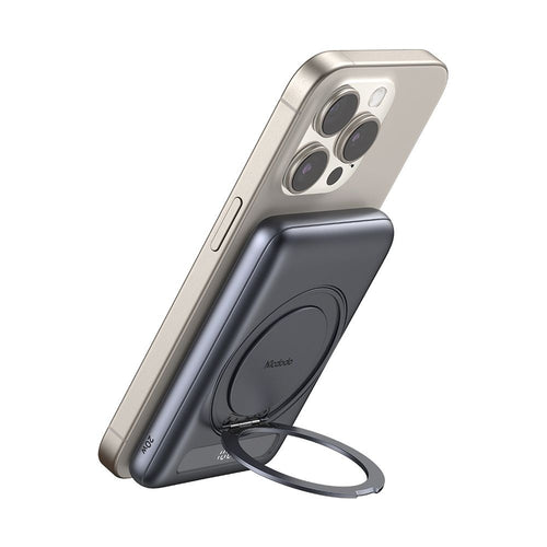 Baterie externa Mcdodo Magnetic Meta Series (MC-8361), Integrat 360° Ring Stand, 5000mAh, 20W, Afisaj digital, gri