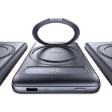 Baterie externa Mcdodo Magnetic Meta Series (MC-8361), Integrat 360° Ring Stand, 5000mAh, 20W, Afisaj digital, gri