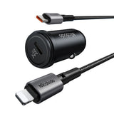 Incarcator auto Mcdodo Obsidian Series (CC-7492), Type-C to Lightning Cable Included, PD30W, Smart IC, Mini Size, 1.2m, negru