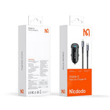 Incarcator auto Mcdodo Obsidian Series (CC-7492), Type-C to Lightning Cable Included, PD30W, Smart IC, Mini Size, 1.2m, negru