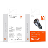 Incarcator auto Mcdodo Venus Series (CC-3690), Dual Port, Incarcare rapidar, PD75W, Afisaj digital, 12-24V, negru
