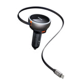 Incarcator auto Mcdodo (CC-4850), cu USB-C Retractabil Cable, 80W, Dual Port, Indicator Light Ring, 80cm, negru