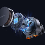 Suport auto Mcdodo cu incarcare wireless (CH-0091), pentru Grila ventilatie, 15W, Qi2, Integrat Retractabil Cable, auriu