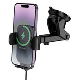 Suport auto Borofone cu Wireless Charging Leading (BH222), pentru Bord/Parbriz, Secure Grip, 15W, gri