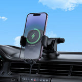 Suport auto Borofone cu Wireless Charging Leading (BH222), pentru Bord/Parbriz, Secure Grip, 15W, gri