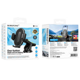 Suport auto Borofone Rio (BH134), pentru Bord/Parbriz, 360° Adjust, ABS, Silicon, 4.5–7, negru