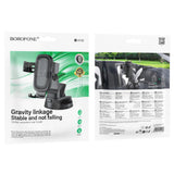 Suport auto Borofone Follower Gravity (BH130), pentru Bord/Parbriz, 360° Adjust, ABS, Silicon, 6.1-7, negru