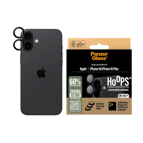 Folie de protectie pentru iPhone 16, PanzerGlass® Hoops® Camera Lens Protector