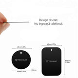 Suport auto Techsuit (2 pack) Placa metalica (MP03), cu Matte Cover Paint, negru