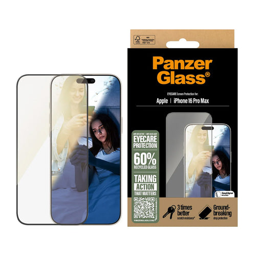 Folie de protectie pentru iPhone 16 Pro Max, PanzerGlass® Ultra-Wide Fit EyeCare Screen Protector