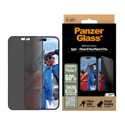 Folie de protectie pentru iPhone 15 Plus, PanzerGlass® Ultra-Wide Fit Privacy Screen Protector w. EasyAligner