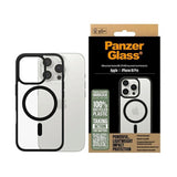Husa pentru iPhone 16 Pro, PanzerGlass® HardCase Black MagSafe & Frame Series, transparenta
