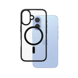 Husa pentru iPhone 16, PanzerGlass® HardCase Black MagSafe & Frame Series, transparenta