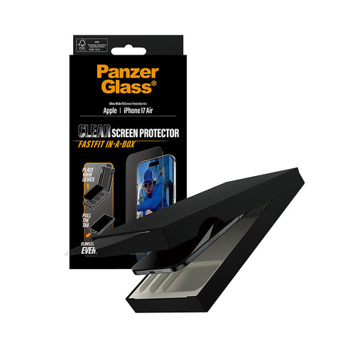 Folie de protectie pentru iPhone 17 Air, PanzerGlass® Ultra-Wide Fit Screen Protector w. Fastfit IN-A-BOX