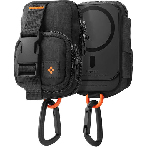 Husa casti, Spigen, Phone Pouch Snap Zip Afa09338 MagSafe Wallet Card Holder Organizer With Belt Holster Pokets Koff 7641e5, negru