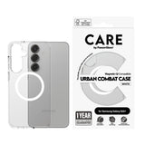 Husa pentru Samsung Galaxy S25 Plus, PanzerGlass® Care Flagship Urban Combat White Qi Compatible, transparenta