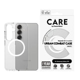 Husa pentru Samsung Galaxy S25, PanzerGlass® Care Flagship Urban Combat White Qi Compatible, transparenta
