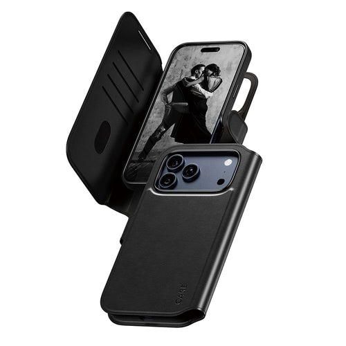 Husa pentru iPhone 17 Pro Max, PanzerGlass® Care Feature MagSafe Case Tango Two-in-One Wallet, negru