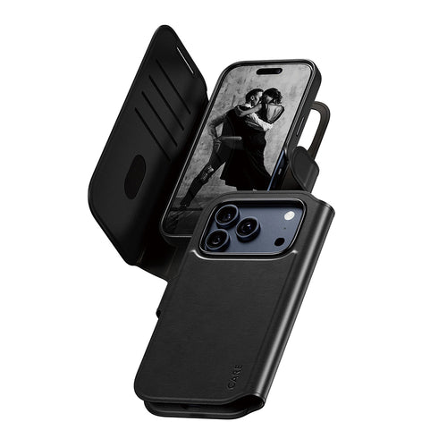 Husa pentru iPhone 17 Pro, PanzerGlass® Care Feature MagSafe Case Tango Two-in-One Wallet, negru