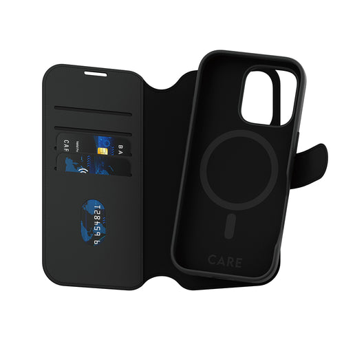 Husa pentru iPhone 16 Pro, PanzerGlass® Care Feature MagSafe Case Tango Two-in-One Wallet, negru