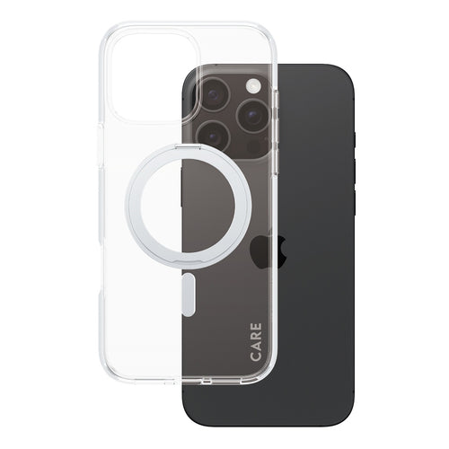 Husa pentru iPhone 16 Pro Max, PanzerGlass® Care Feature Silver Kickstand & MagSafe, transparenta