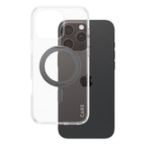 Husa pentru iPhone 16 Pro Max, PanzerGlass® Care Feature Black Kickstand & MagSafe, transparenta