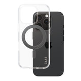 Husa pentru iPhone 16 Pro, PanzerGlass® Care Feature Black Kickstand & MagSafe, transparenta