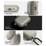 Husa casti pentru AirPods Pro 3, Ringke, Protection Case Onyx Magnetic Non Slip Texture Carabiner Hole Warm, gri