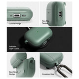 Husa casti pentru AirPods Pro 3, Ringke, Protection Case Onyx Magnetic Non Slip Texture Carabiner Hole Sage, verde