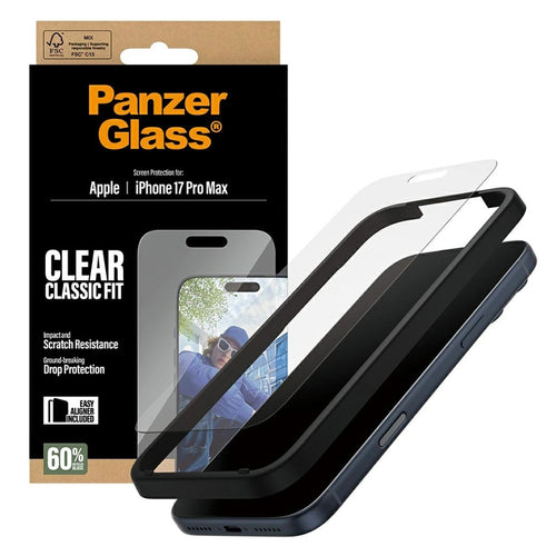 Folie de protectie pentru iPhone 17 Pro Max, PanzerGlass® Classic Fit Screen Protector w. EasyAligner