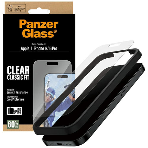 Folie de protectie pentru iPhone 16 Pro, PanzerGlass® Classic Fit Screen Protector w. EasyAligner