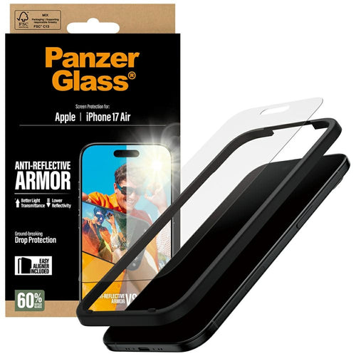 Folie de protectie pentru iPhone 17 Air, PanzerGlass® Anti-Reflective Armor Screen Protector w. EasyAligner