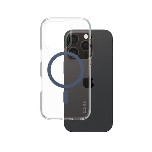 Husa pentru iPhone 16 Pro, PanzerGlass® Care Flagship Urban Combat Blue MagSafe, transparenta