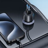 Incarcator auto Techsuit CarbonVolt (C7), Incarcare rapida 48W, USB, Type-C, QC3.0 18W, PD30W, negru