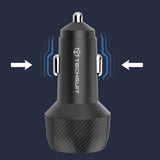 Incarcator auto Techsuit CarbonVolt (C7), Incarcare rapida 48W, USB, Type-C, QC3.0 18W, PD30W, negru
