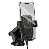 Suport auto Borofone cu Wireless Charging Follower (BH223), pentru Parbriz/Bord, 15W, 4.5-7.0inch, negru