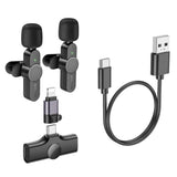 Microfon Borofone (2 pack) Wireless Lavalier Microphones Trophy (BFK12), 2.4Ghz, Type-C, Lightning, 70mAh, negru