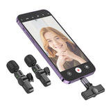 Microfon Borofone (2 pack) Wireless Lavalier Microphones Trophy (BFK12), 2.4Ghz, Type-C, Lightning, 70mAh, negru