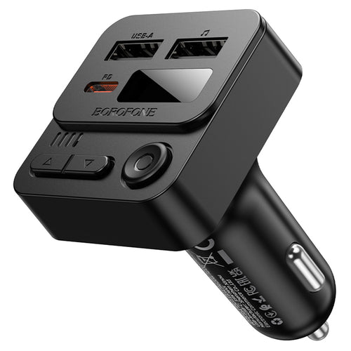 Modulator FM Borofone si Incarcator auto Hero (BC60), Bluetooth V5.4, 2x USB, Type-C, 35W, MP3, negru