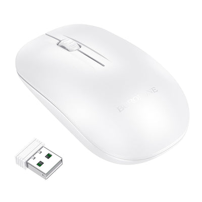 Mouse wireless Borofone Planet (BG14), 2.4Ghz, 1000DPI, 3 Buttons, M68 Chip, alb
