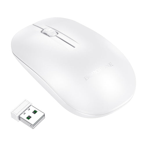 Mouse wireless Borofone Planet (BG14), 2.4Ghz, 1000DPI, 3 Buttons, M68 Chip, alb