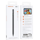 Stylus pen Borofone Universal Active Capacitive (BG100), cu Afisaj digital, 130mAh, Aliaj aluminiu, negru